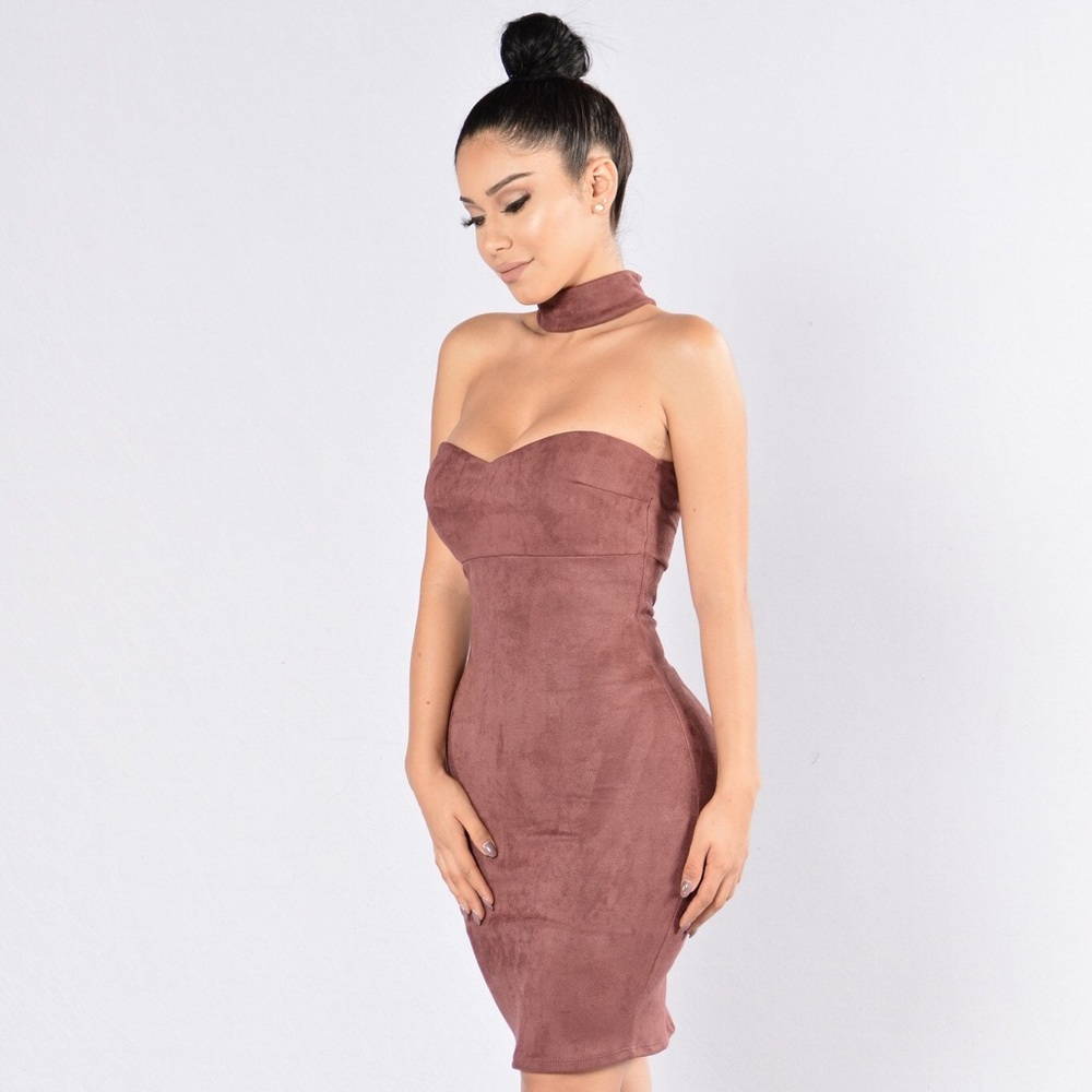 Mustard Suede Choker Dress